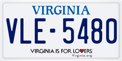 VA license plate VLE5480