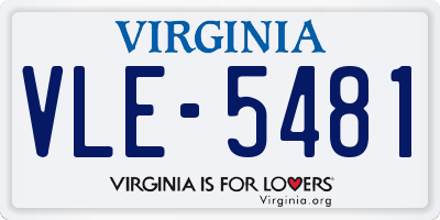 VA license plate VLE5481