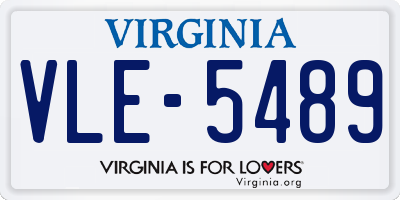 VA license plate VLE5489