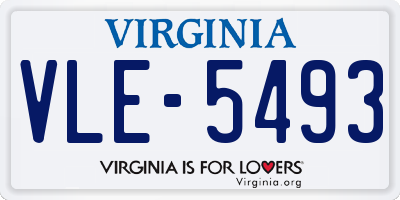 VA license plate VLE5493
