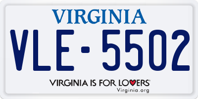 VA license plate VLE5502