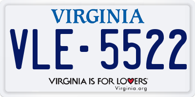 VA license plate VLE5522