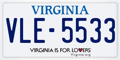 VA license plate VLE5533