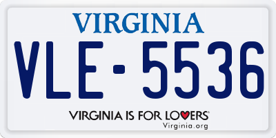 VA license plate VLE5536