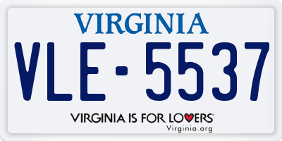 VA license plate VLE5537