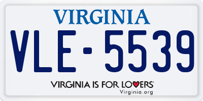VA license plate VLE5539