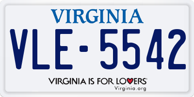 VA license plate VLE5542