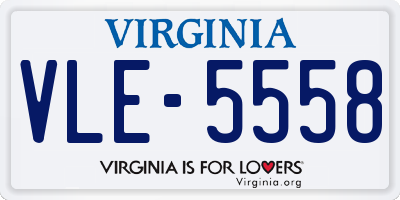 VA license plate VLE5558