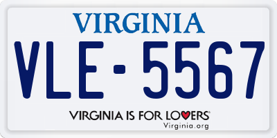 VA license plate VLE5567
