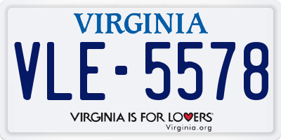 VA license plate VLE5578