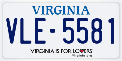 VA license plate VLE5581
