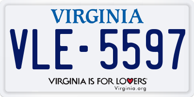VA license plate VLE5597