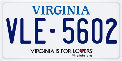 VA license plate VLE5602