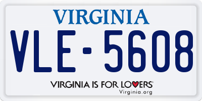 VA license plate VLE5608