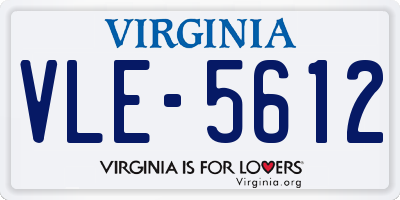 VA license plate VLE5612