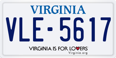 VA license plate VLE5617
