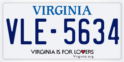 VA license plate VLE5634