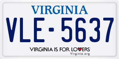 VA license plate VLE5637