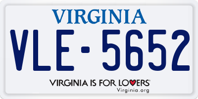 VA license plate VLE5652