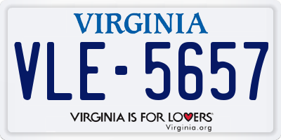 VA license plate VLE5657