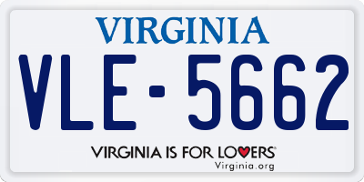 VA license plate VLE5662