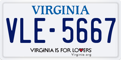 VA license plate VLE5667