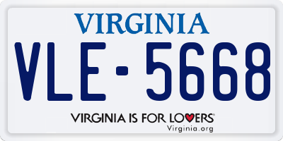 VA license plate VLE5668