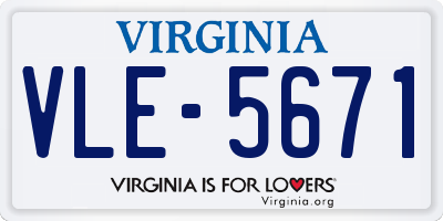 VA license plate VLE5671