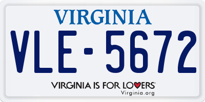 VA license plate VLE5672