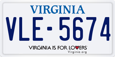 VA license plate VLE5674