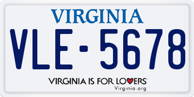 VA license plate VLE5678
