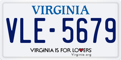 VA license plate VLE5679