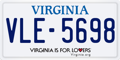 VA license plate VLE5698