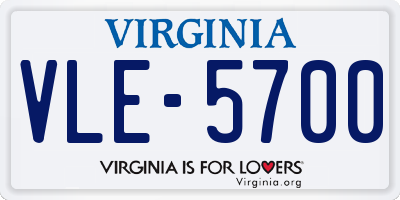 VA license plate VLE5700