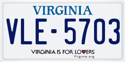 VA license plate VLE5703