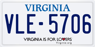 VA license plate VLE5706