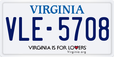VA license plate VLE5708