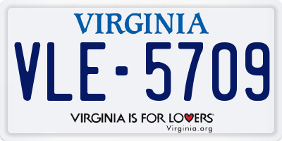 VA license plate VLE5709