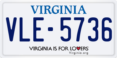 VA license plate VLE5736