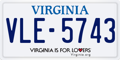 VA license plate VLE5743