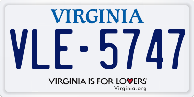 VA license plate VLE5747