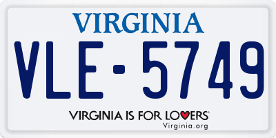 VA license plate VLE5749