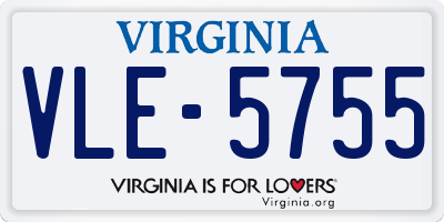 VA license plate VLE5755