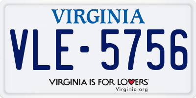 VA license plate VLE5756