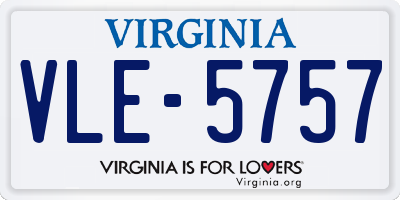 VA license plate VLE5757