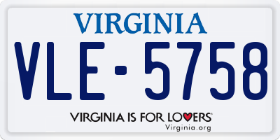 VA license plate VLE5758