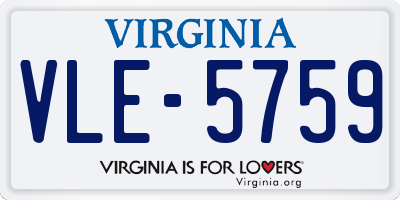 VA license plate VLE5759