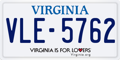 VA license plate VLE5762