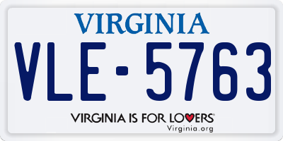 VA license plate VLE5763