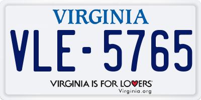 VA license plate VLE5765